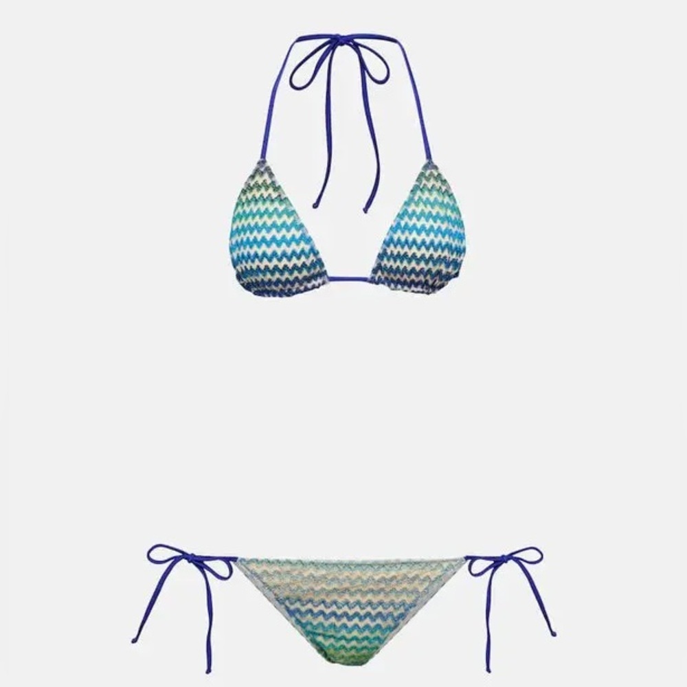 Missoni Blue Zig Zag Metallic Bikini Set